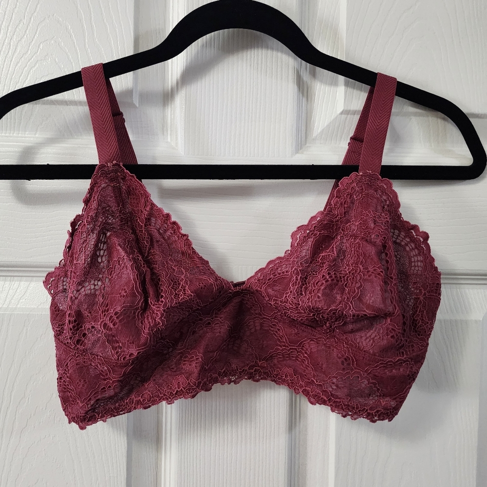 Free People Lace Bralette Strappy Open Back Maroon Medium (Sku A27)